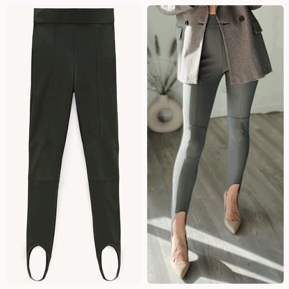 ZARA TOPSTITCHED STIRRUP LEGGINGS - Picture 1 of 6